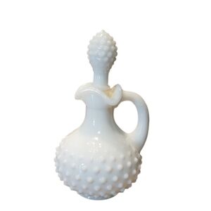 Avon White Hobnail Glass Bottle